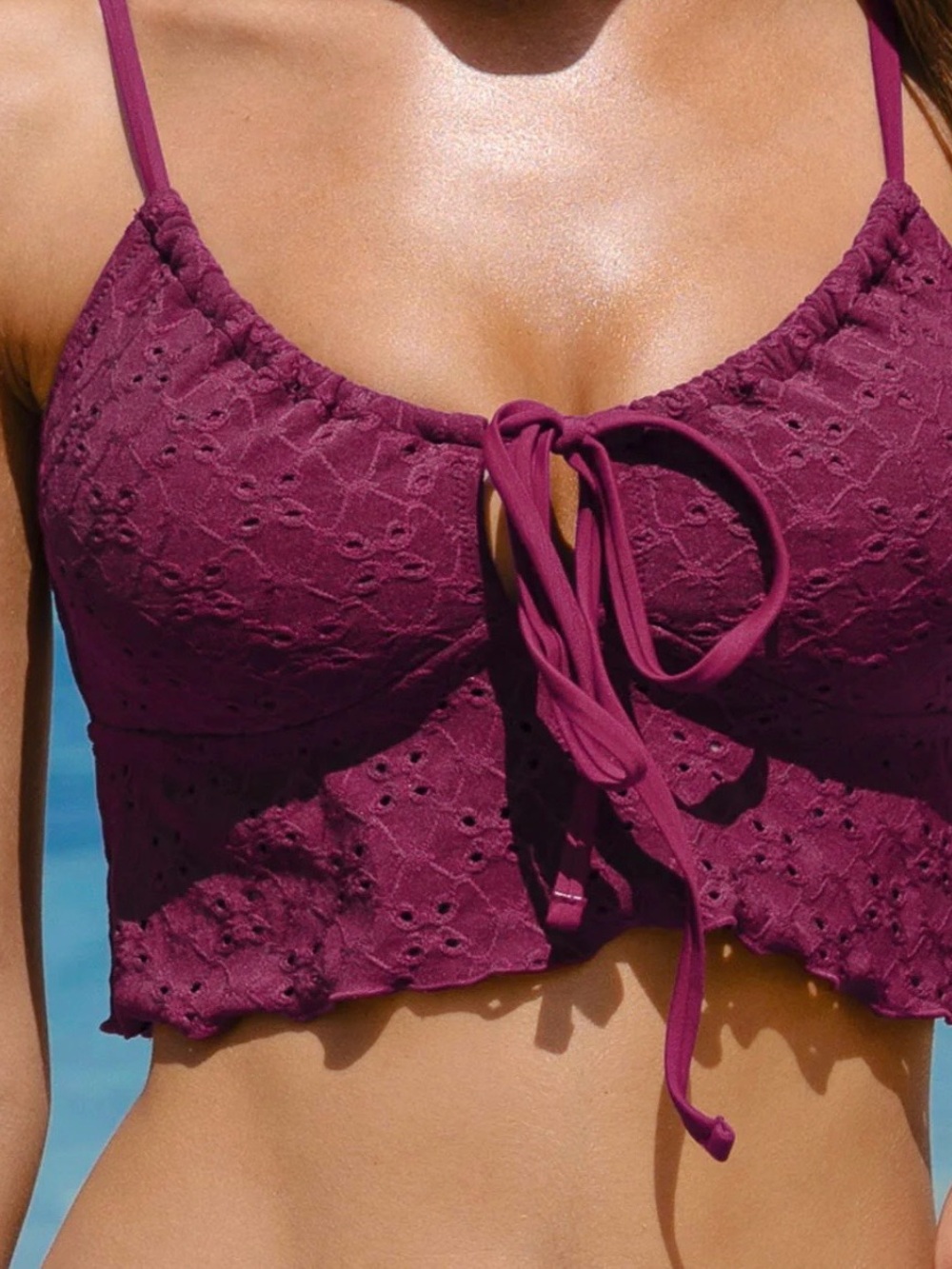 NWT Set Burgundy Textured Tankini Sz S bottom/M top